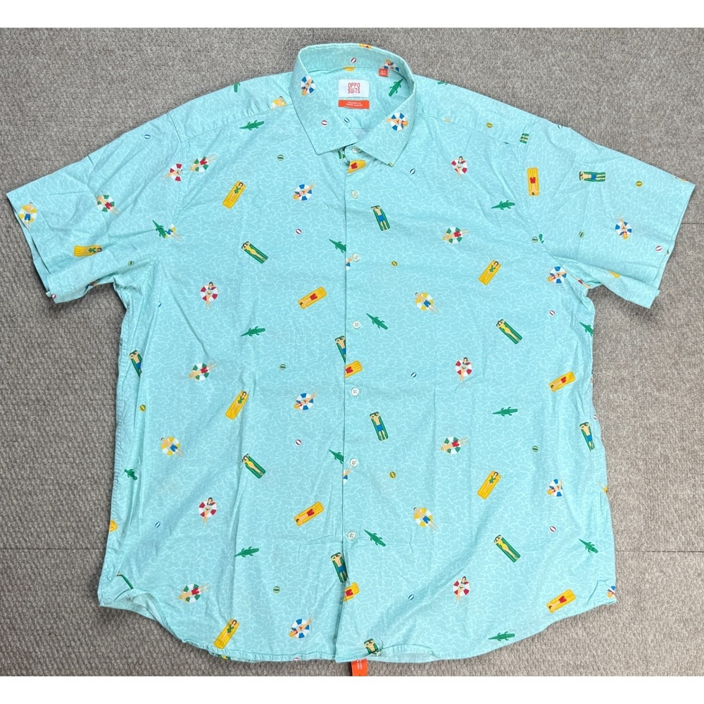 Oppo Suits‎ Tailored Fit Men's Button Up Pool Lounge Pattern Shirt Size 3XL